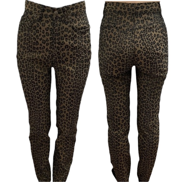 VTG 90s FENDI Zucca Leopard High Waist Straight Crop Jeans Pants ASO Bella Hadid - Picture 3 of 16